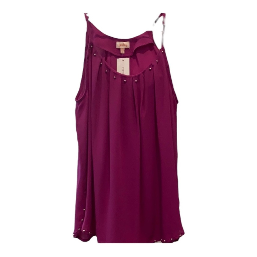 Purple tank silky top stud detail